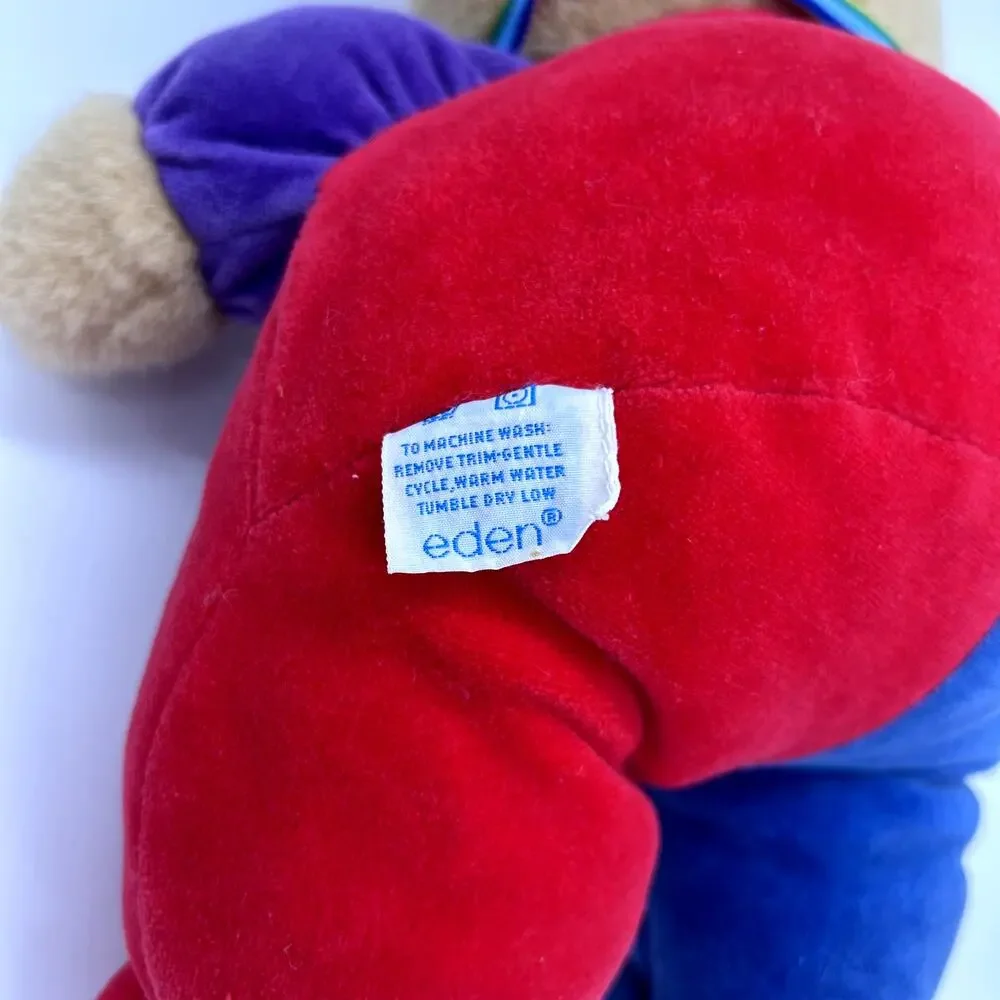 Vintage Eden Primary Colors Bear Stuffed Animal 80's Plush Rainbow Teddy 13